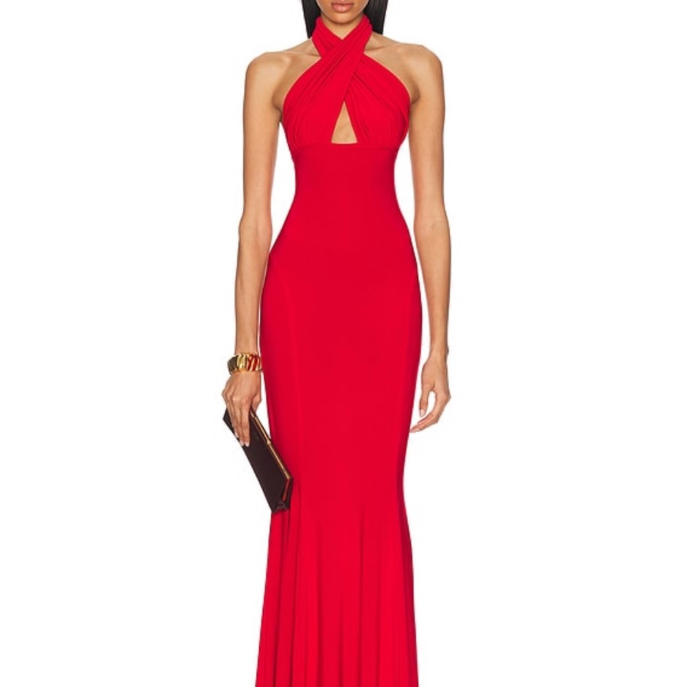 Elegant Red Evening Gown - Norma Kamali Gown